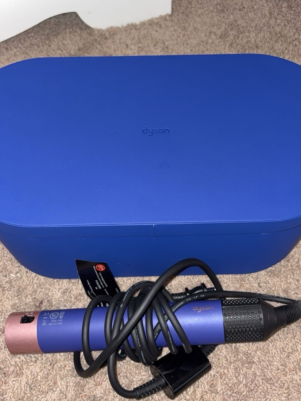 Dyson purple and rose gold styler with matching blue travel case - Picture 1 of 2